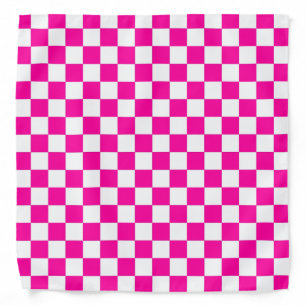 Checkered Neon Pink and White  Bandana