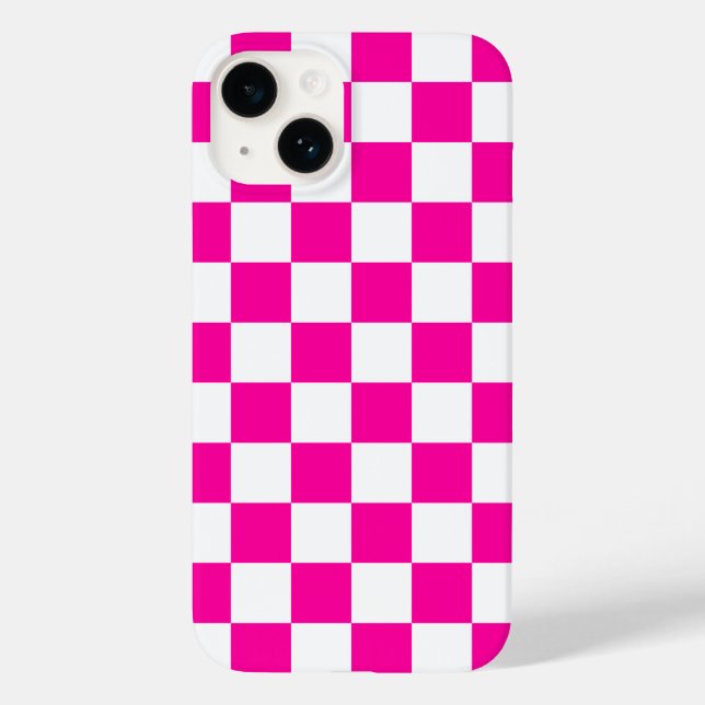 Checkered Neon Pink and White  Case-Mate iPhone Case (Back)