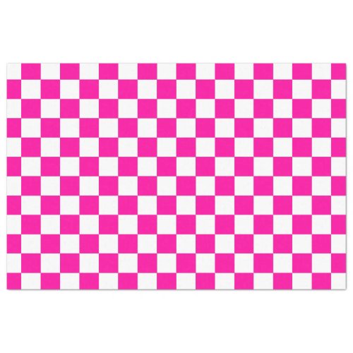 Checkered Neon Pink and White  Tissue Paper