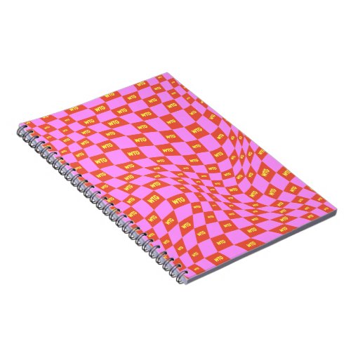 checkered neon pink orange yellow modern retro  notebook