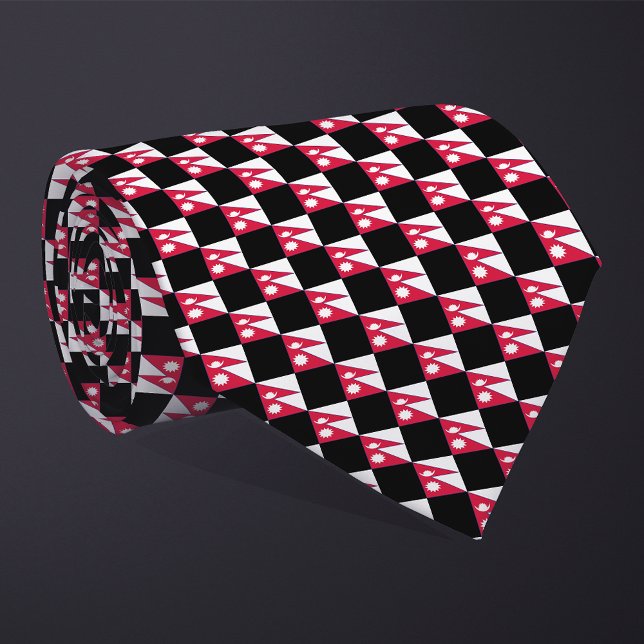 Checkered Nepal Flag Pattern  Neck Tie (Creator Uploaded)