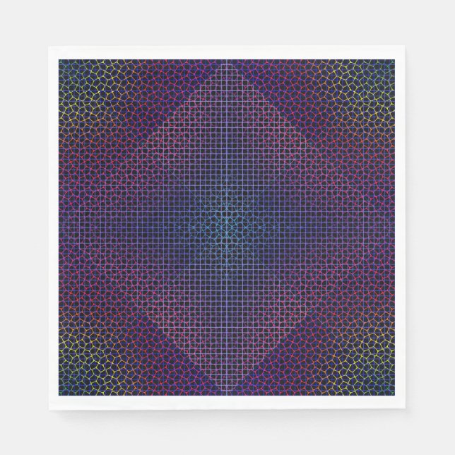 Checkered Net pattern 01 Black BG Napkins (Front)