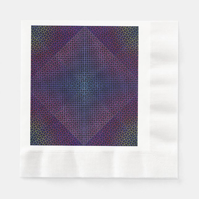 Checkered Net pattern 01 Black BG Napkins (Front)