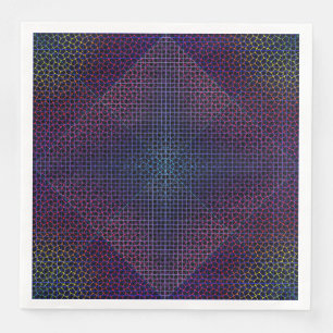 Checkered Net pattern 01 Black BG Paper Dinner Napkins