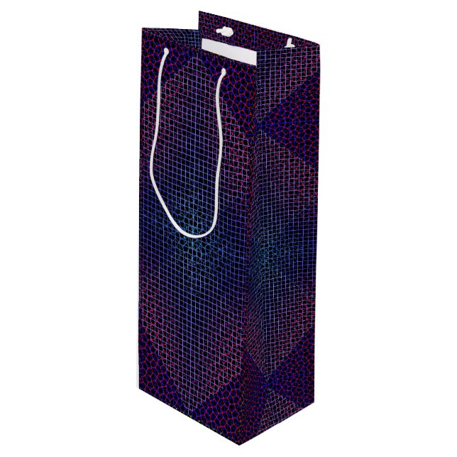Checkered Net pattern 01 Black BG Wine Gift Bag (Front Angled)