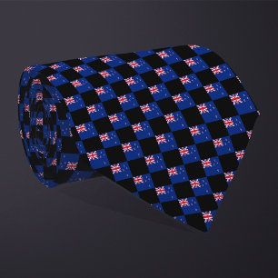 Checkered New Zealand Flag Pattern Neck Tie