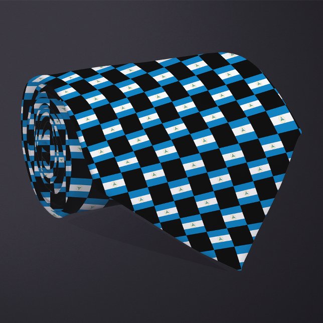Checkered Nicaragua Flag Pattern  Neck Tie (Creator Uploaded)
