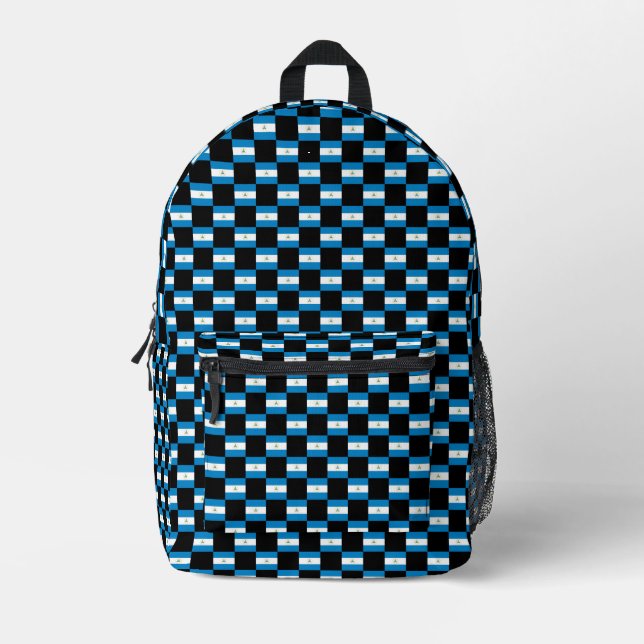 Checkered Nicaragua Flag Pattern  Printed Backpack (Front)