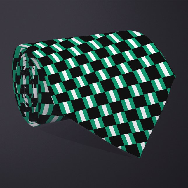 Checkered Nigeria Flag Pattern  Neck Tie (Creator Uploaded)