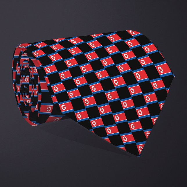 Checkered North Korea Flag Pattern  Neck Tie (Creator Uploaded)