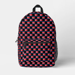 Checkered North Korea Flag Pattern  Printed Backpack