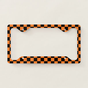 Checkered Orange and Black License Plate Frame