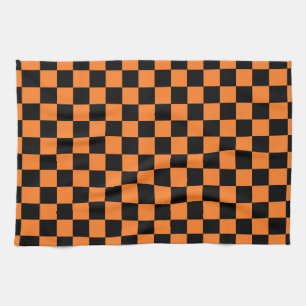 Checkered Orange and Black Towel