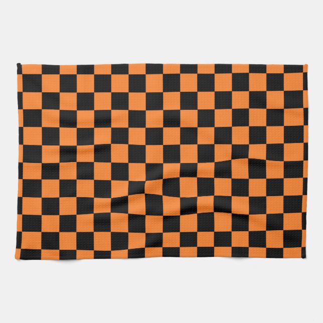 Checkered Orange and Black Towel (Horizontal)
