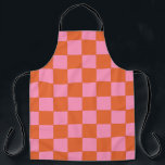 Checkered Orange and Pink  Apron<br><div class="desc">Abstract digital art of orange and pink squares in a checkered formation.</div>