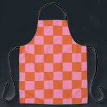 Checkered Orange and Pink  Apron<br><div class="desc">Abstract digital art of orange and pink squares in a checkered formation.</div>
