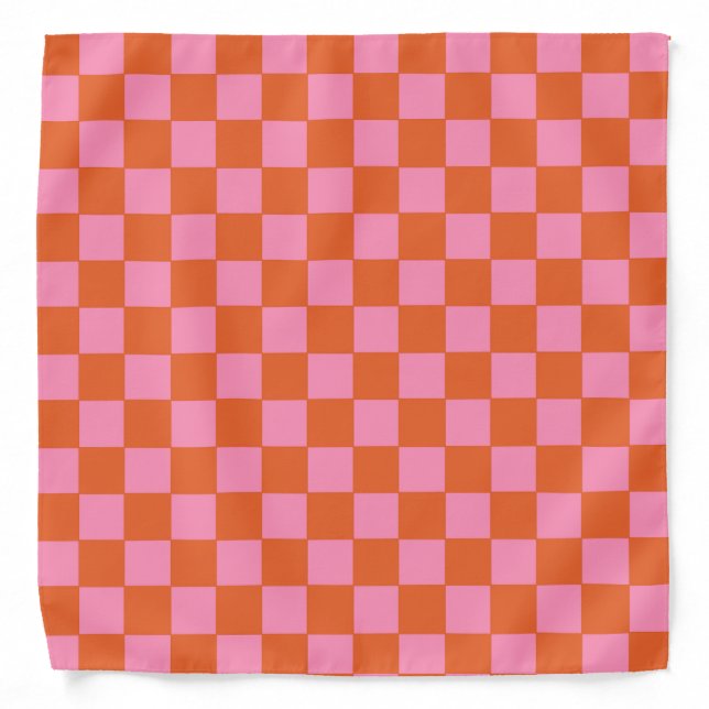 Checkered Orange and Pink  Bandana (Front)