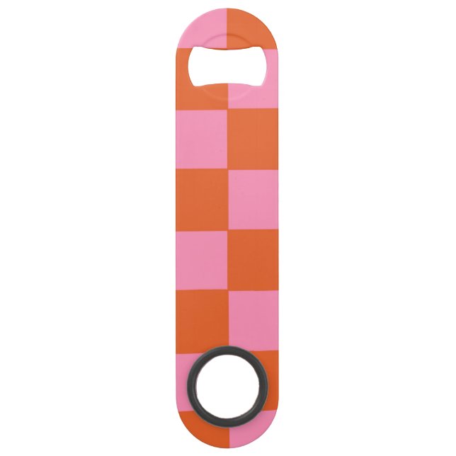 Checkered Orange and Pink  Bar Key (Front)