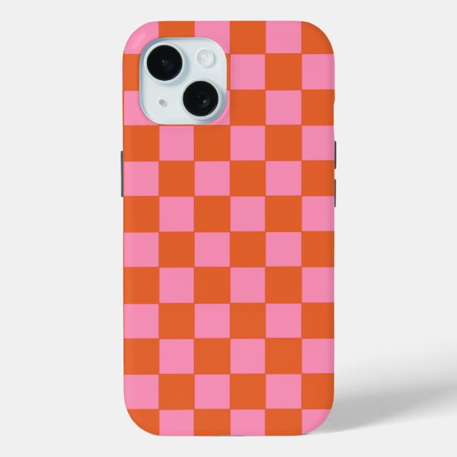 Checkered Orange and Pink  Case-Mate iPhone Case (Back)