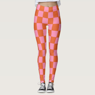 Checkered Orange and Pink Leggings
