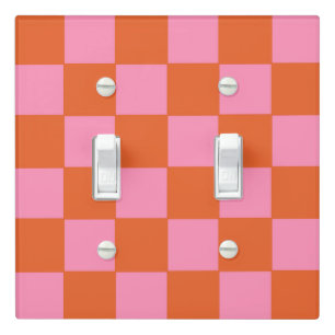 Checkered Orange and Pink Light Switch Cover