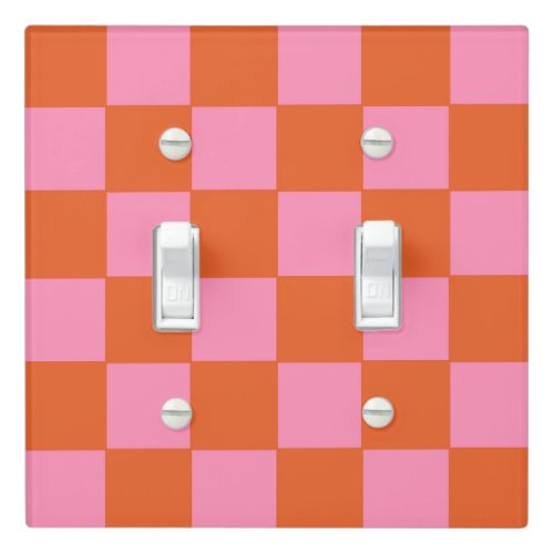 Checkered Orange and Pink  Light Switch Cover