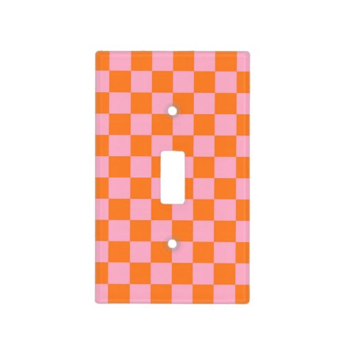 Checkered Orange and Pink Light Switch Cover