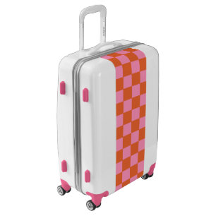 Checkered Orange and Pink Luggage