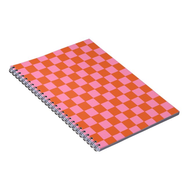 Checkered Orange and Pink  Notebook (Right Side)