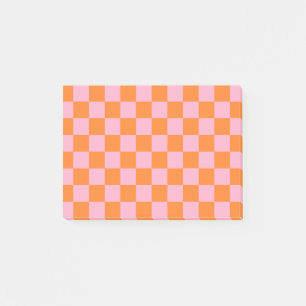 Checkered Orange and Pink Post-it Notes