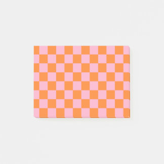 Checkered Orange and Pink Post-it Notes