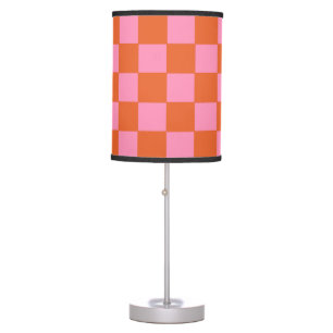 Checkered Orange and Pink  Table Lamp