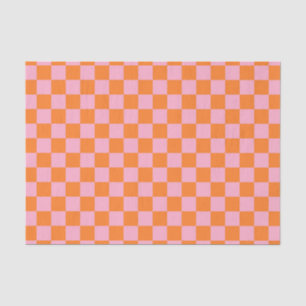 Checkered Orange and Pink Tissue Paper