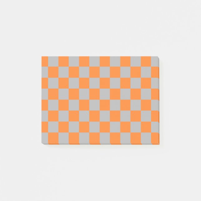 Checkered Orange and Silver Post-it Notes (Front)