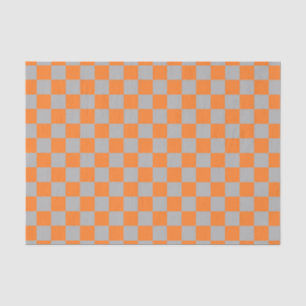 Checkered Orange and Silver Tissue Paper