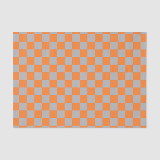 Checkered Orange and Silver Tissue Paper (Front)