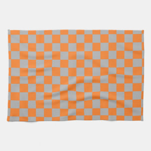 Checkered Orange and Silver Towel