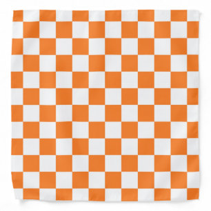 Checkered Orange and White Bandana