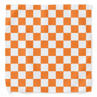 Checkered Orange and White Bandana