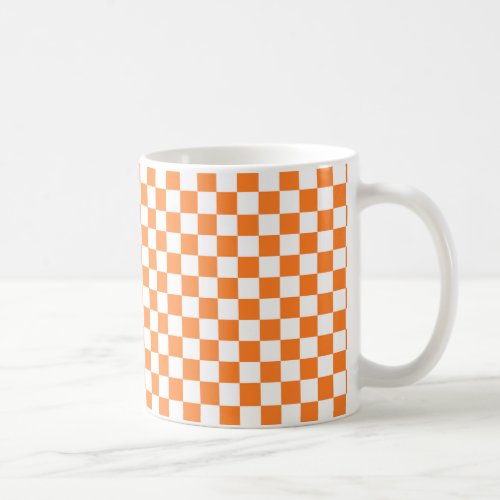 Checkered Orange and White Coffee Mug