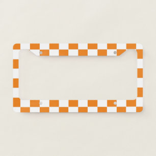 Checkered Orange and White  License Plate Frame