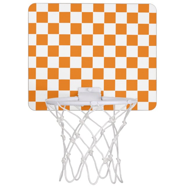 Checkered Orange and White  Mini Basketball Hoop (Front)