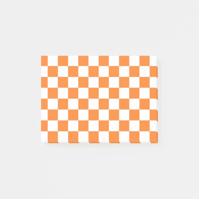 Checkered Orange and White Post-it Notes (Front)