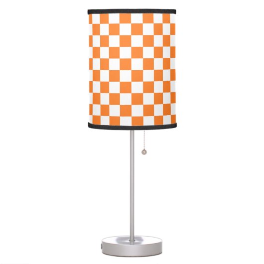 Checkered Orange and White Table Lamp (Left)