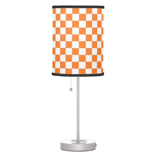Checkered Orange and White Table Lamp (Right)