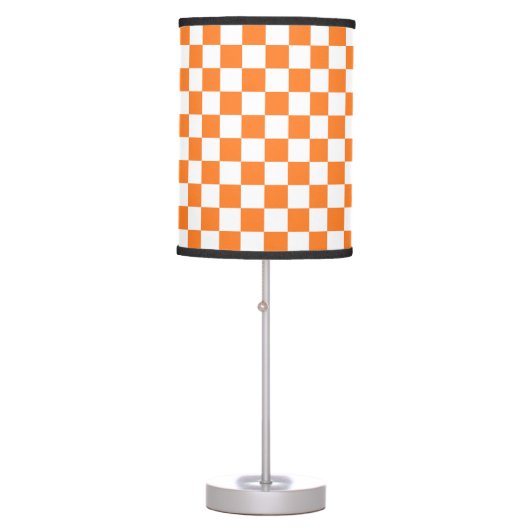 Checkered Orange and White Table Lamp (Front)