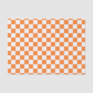 Checkered Orange and White Tissue Paper