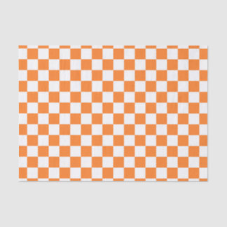 Checkered Orange and White Tissue Paper