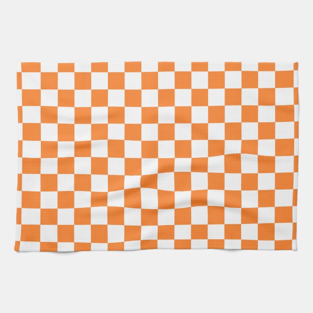 Checkered Orange and White Towel (Horizontal)