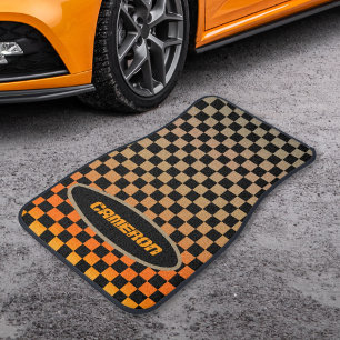 Checkered Orange Sand Sunset Car Floor Mat